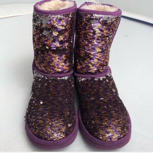 UGG Classic short purple reversible sequin boots 5